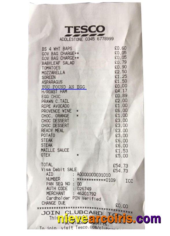 Tesco supermarket receipt